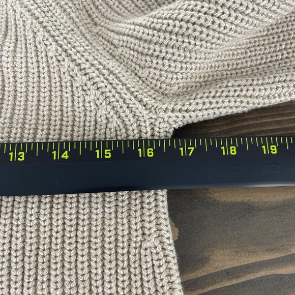 Quince Organic Cotton Crewneck Fisherman Sweater Womens XS Tan Quiet Luxury - Picture 6 of 9